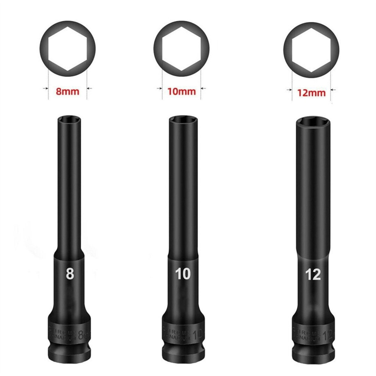 Socket Wrench - A002 3PCS 1/2 Drive Hex Socket